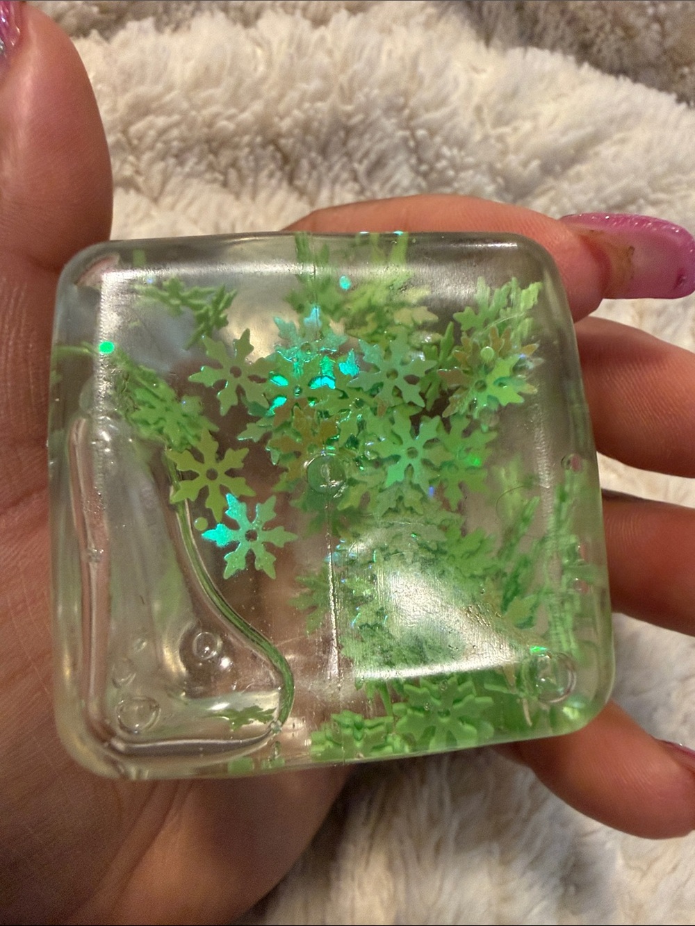 NIB 3 Iridescent Squishy Cubes -Green, Pink & Blue(Pick One) - Picture 3 of 4